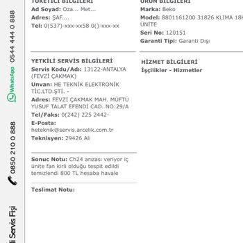 Beko Klima Arızası: Tekrarlayan Sorun Ve Yetersiz Servis Hizmeti