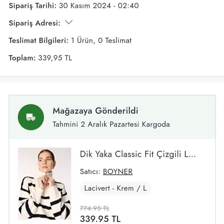 Boyner Online Siparişim Kayboldu Ve İade Sorunu