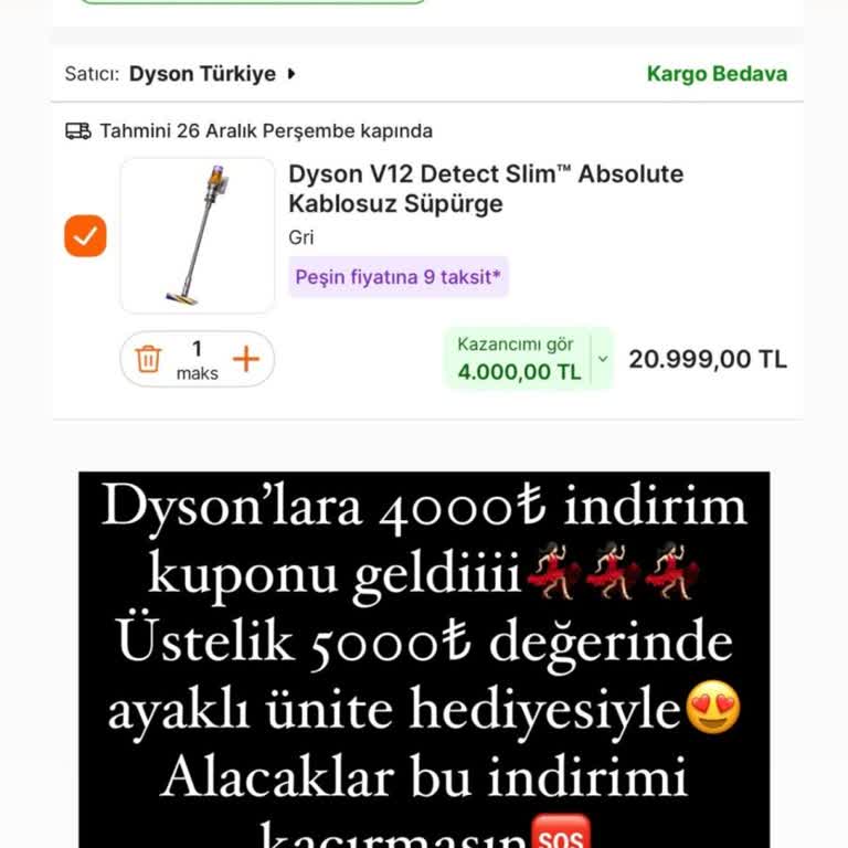 Hediye Standı Teslim Edilmeyen Dyson Süpürge Siparişi