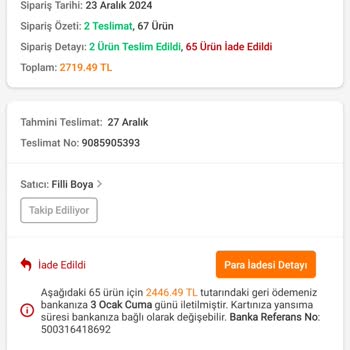 Trendyol Boya Siparişimde İade Sorunu Ve Mağduriyet