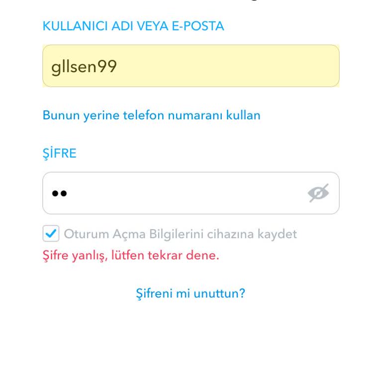 Snapchat Hesabına Erişim Sorunu
