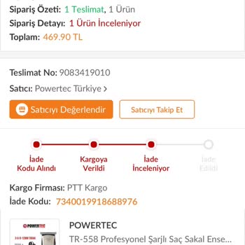 Çalışmayan Ürün Ve Uzayan İade Süreci