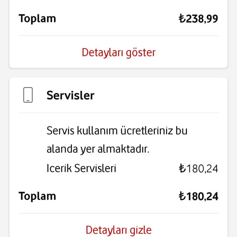 Faturada Anlamadığım İçerik Servis Ücreti