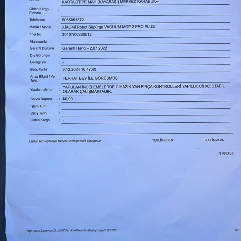 Arızalı Gelen Akıllı Robot Ve Yetersiz Teknik Servis Deneyimi