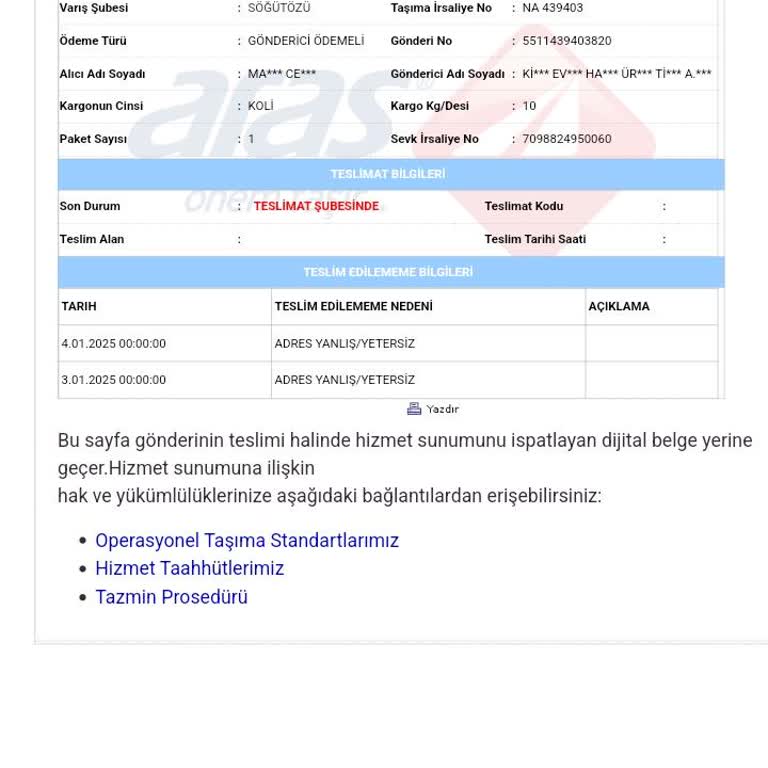 Aras Kargo İle Üçüncü Kez Aynı Sorun: Adres Hatası Mağduriyeti