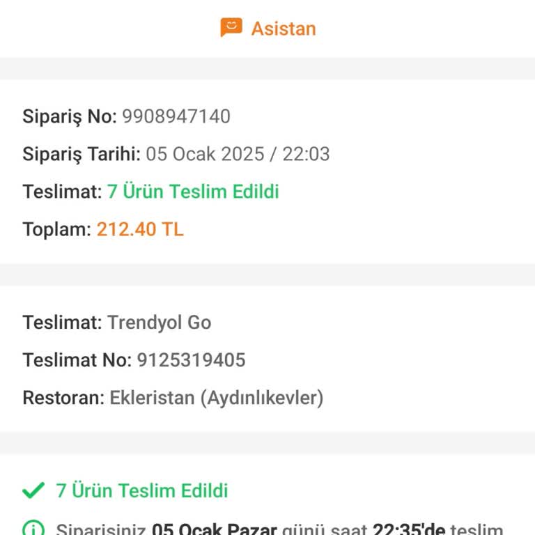 Trendyol GO Yemek Siparişi Teslim Edilmedi