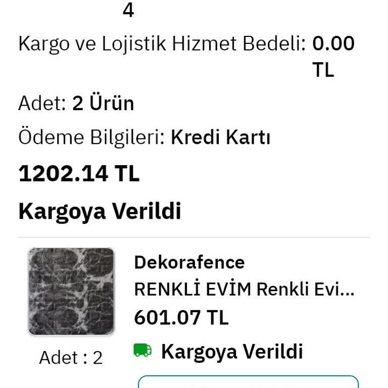 Epttavm Dekorafence Eksik Gönderim Yaptı