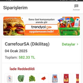 Carrefour SA Trendyol Hızlı Market Sipariş Sorunu
