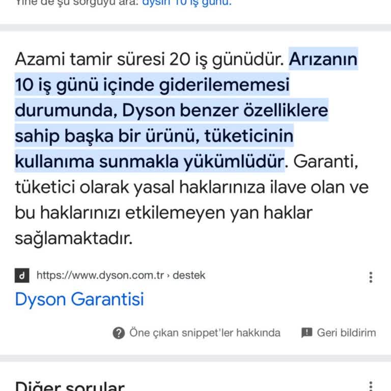 Dyson Servis Süresi Ve Yedek Ürün Sorunu