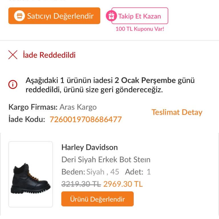 Harley Davidson Botun İç Astarı Yırtık Çıktı
