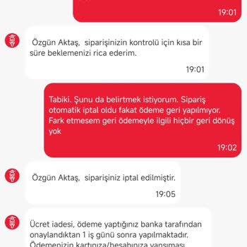 Geri Ödemesi Yapılmayan İptal Edilmiş Sipariş Sorunu