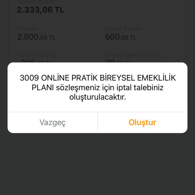 Mobil Uygulamada Bireysel Emeklilik İptal Sorunu