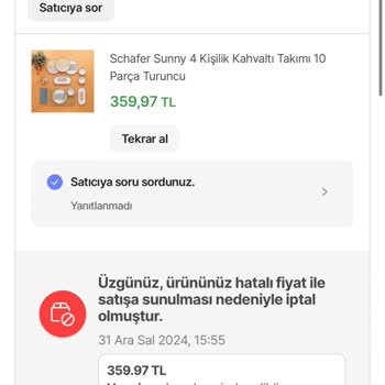 Hatalı Fiyat Gerekçesiyle İptal Edilen Siparişin Teslim Edilmemesi
