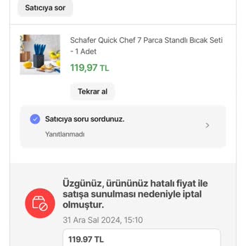 Hatalı Fiyat Gerekçesiyle İptal Edilen Siparişin Teslim Edilmemesi