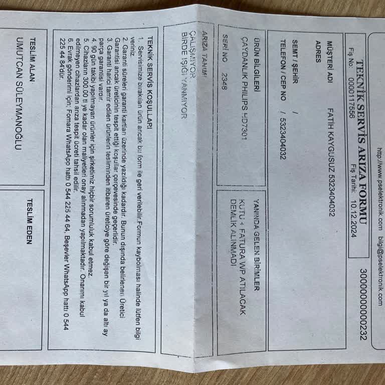 Philips Çay Makinesi Serviste Kayboldu Müşteri Hizmetleri Sessiz