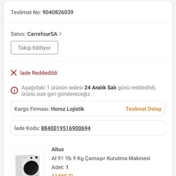 Hasarlı Ürün İadesinde Carrefour SA Ve Horoz Lojistik Çıkmazı