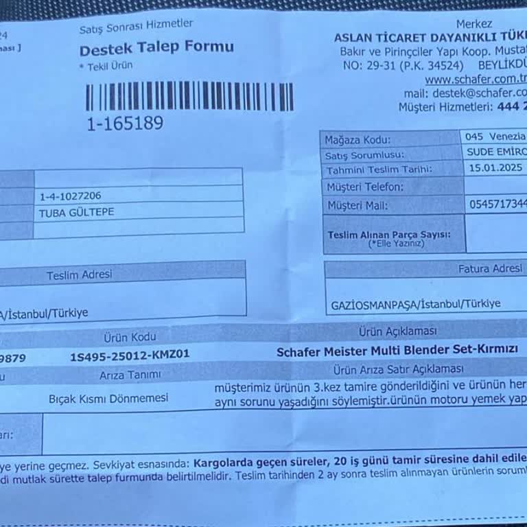 Blender Sorunu: Servis Ve İade Sürecinde Mağduriyet