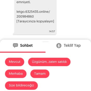 Letgo'da Şüpheli Mesaj Ve Ödeme Sorunu