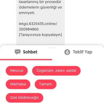 Letgo'da Şüpheli Mesaj Ve Ödeme Sorunu