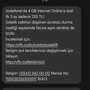 Vodafone'un İzinsiz SMS Gönderimi Ve İptal Sorunları