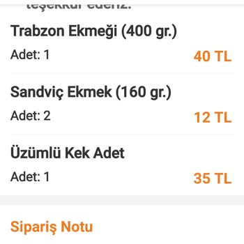 Trendyol Hızlı Market Öz Karadeniz Ekmek Fırını Eksik Gelen Sipariş
