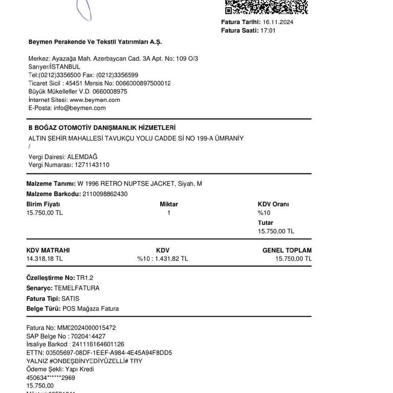 Beymen'den Aldığım Montun Değişim Sorunu