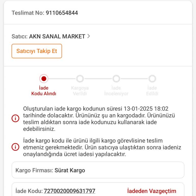 Trendyol AKN Sanal Market Şikayeti