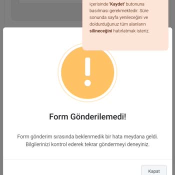 Başvuru Formunda Karşılaşılan Hata