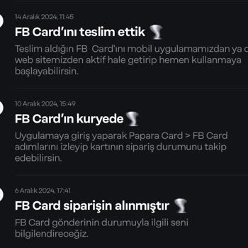 Papara Kullanılmayan Kartın Çip Sorunu