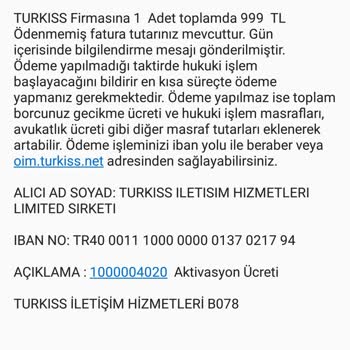 Aktivasyon Ücreti Konusunda Tekrarlanan Haksız Talepler