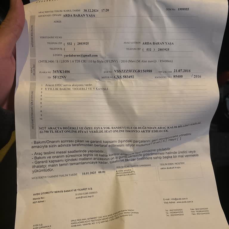 Araç Teslimatında Beklenmedik KM Artışı Ve Uzun Yol Testi