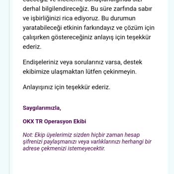 Okx TR Varlıklarımızı Sebepsiz Kilitliyor