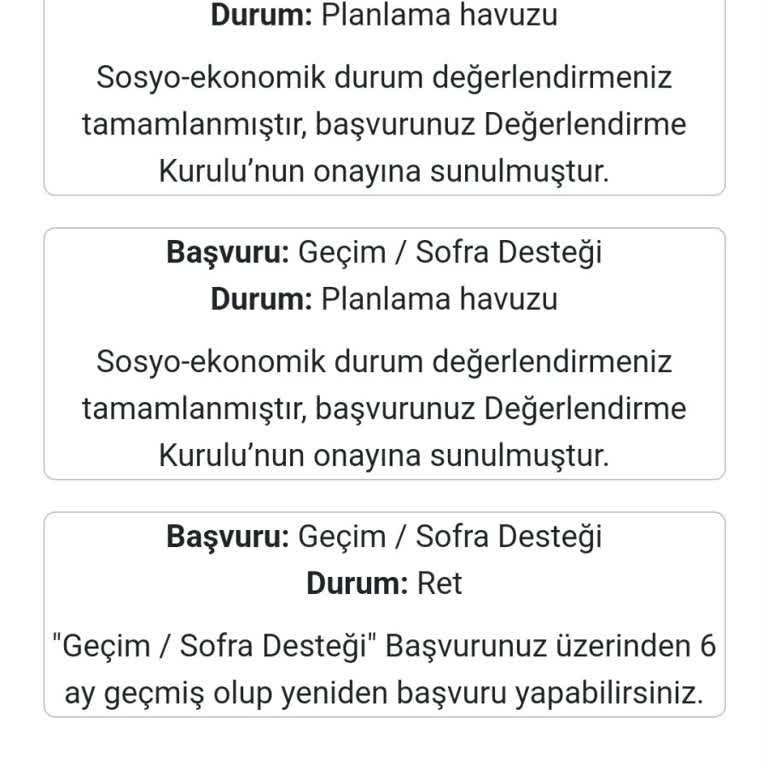 Sosyal Yardım Başvurumuzun Sonuçlanmaması