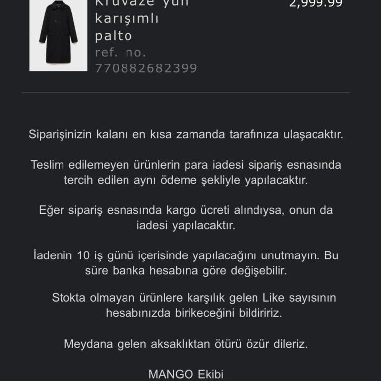 Mango'dan Taksitli İade Mağduriyeti