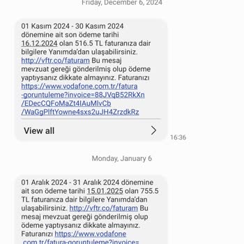 Yanlış Fatura Bilgilendirme Mesajları