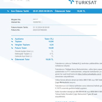 TÜRKSAT İnternet Hizmetinde Faturalandırma Sorunu