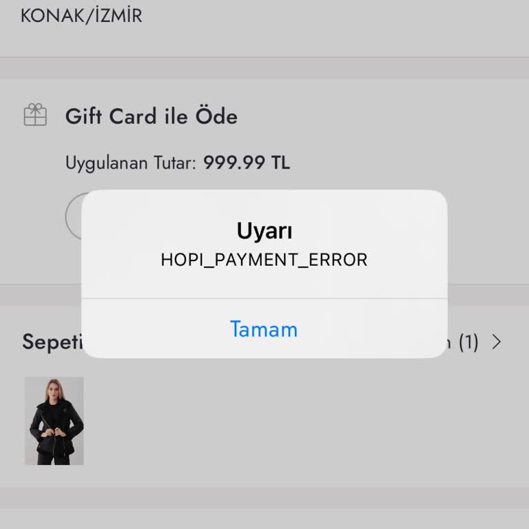 Boyner Uygulamasında Gift Card Hatası