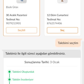Eksik Ürün Ve Uzayan İnceleme Süreci