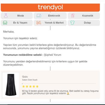 Trendyol Yorum Onayı Sorunu