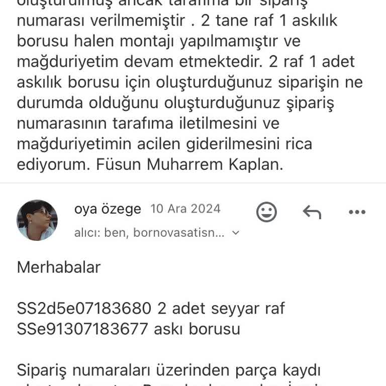 Eksik Gardırop Parçaları Ve Teslimat Sorunu