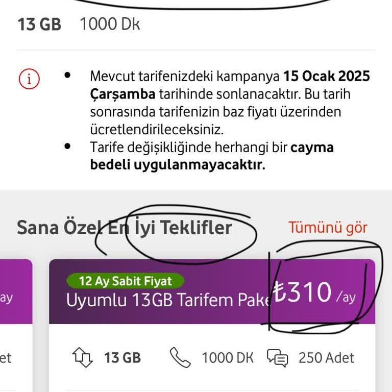 Vodafone Fahiş Fiyat Artışı