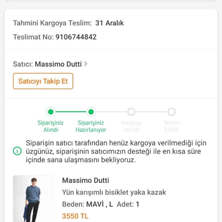 Trendyol Üzerinden Massimo Dutti Sipariş İptal Sorunu
