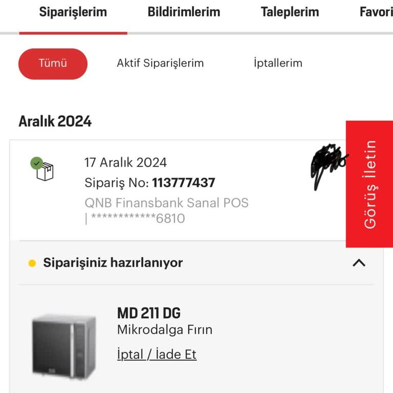 Siparişin Teslimatında Uzun Süreli Gecikme Ve İletişim Eksikliği