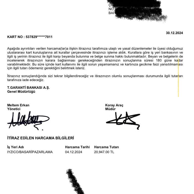 Garanti Bankası'nın Müşteri Memnuniyetsizliği Ve Harcama İtirazı Süreci