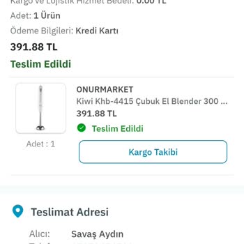 İade Kodu Gönderilmeyen Blender Sorunu