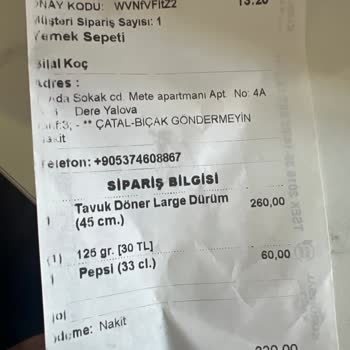 Yalova Şubesi: Geç Teslimat Ve Hijyen Sorunu