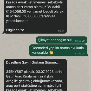 Getir Araç İle Yaşanan Hatalı Faturalandırma Sorunu