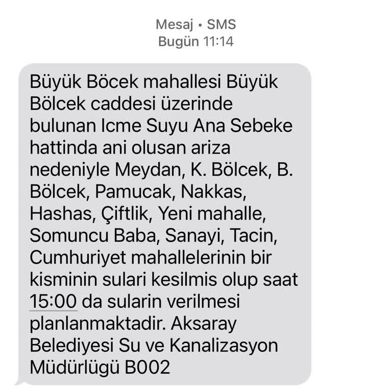 Aksaray Belediyesi İstenmeyen SMS'lerle Sürekli Rahatsızlık