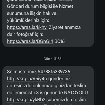 Aras Kargo Natoyolu Şubesi'nde Yaşanan Teslimat Sorunu