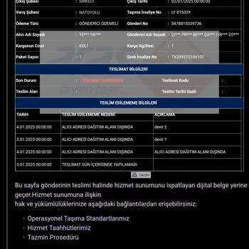 Aras Kargo Natoyolu Şubesi'nde Yaşanan Teslimat Sorunu
